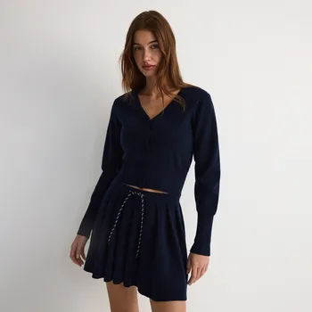 Dámské oblečení Reserved - Minisukně se sklady - tmavomodrá - XV754-59X - XV754-59X-M