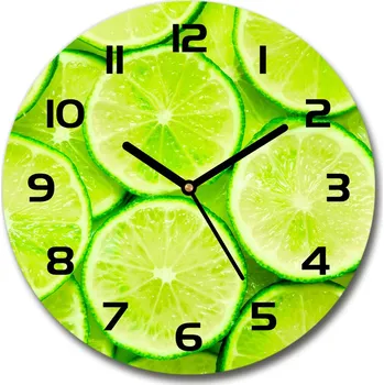Hodiny Skleněné nástěnné hodiny kulaté Limetky