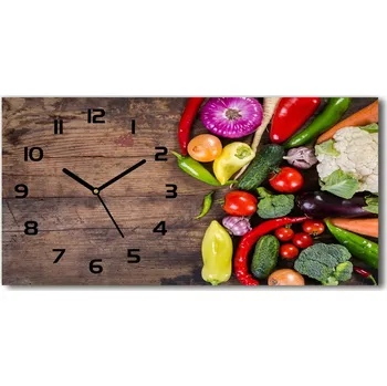 Hodiny Moderní skleněné hodiny na stěnu Zelenina