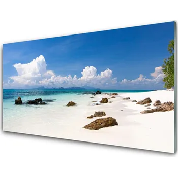 Obraz Obraz na skle Pláž Kameny Krajina 125x50 cm 2 Přívěsky