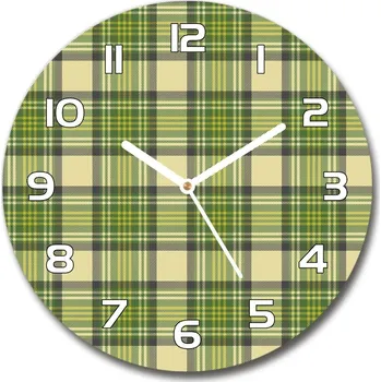 Hodiny Skleněné hodiny kulaté Zelená mříž