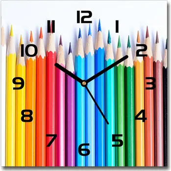 Hodiny Skleněné hodiny na stěnu Barevné pastelky