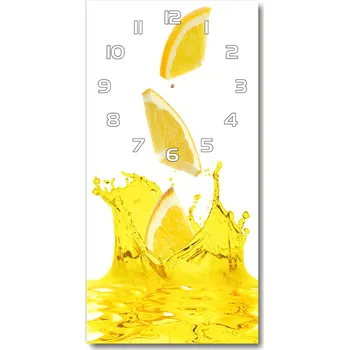 Hodiny Nástěnné skleněné hodiny Citronová šťáva