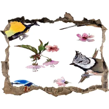 Fototapeta Samolepící díra na stěnu Ptáci květy višně