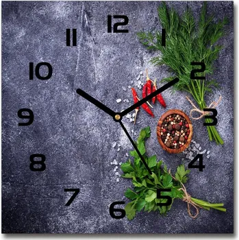 Hodiny Skleněné hodiny čtverec Bylinky a koření
