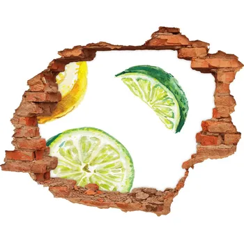 Fototapeta Nálepka díra na zeď beton Citron a limetka