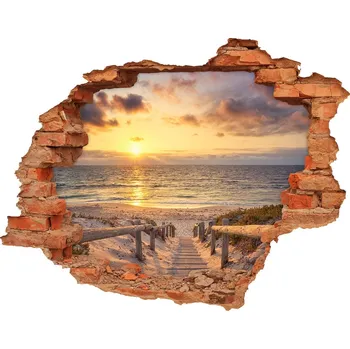 Fototapeta Díra 3D ve zdi nálepka Stezka na pláž