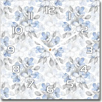 Hodiny Skleněné hodiny čtverec Jemné květiny