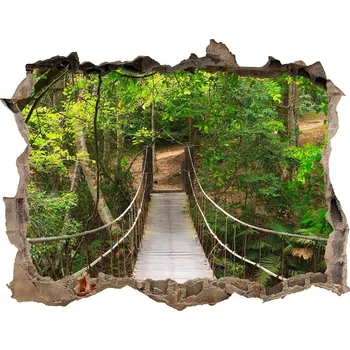 Fototapeta Díra 3D ve zdi nálepka Visací most