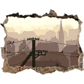 Fototapeta Fototapeta díra na zeď 3D Město linie