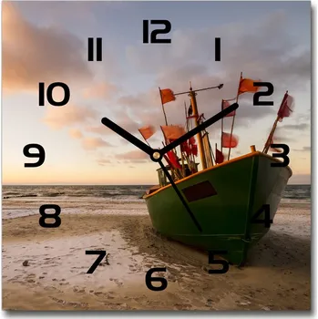 Hodiny Skleněné hodiny čtverec Rybářská loď pláž