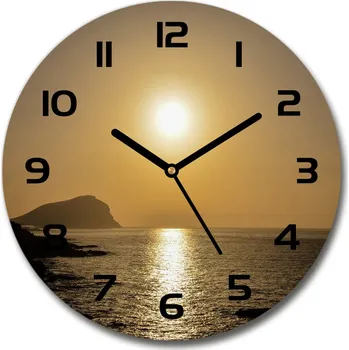 Hodiny Skleněné hodiny na stěnu Západ slunce hory