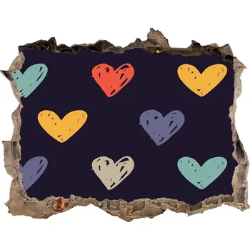 Fototapeta Fotoobraz díra na stěnu Barevná srdce