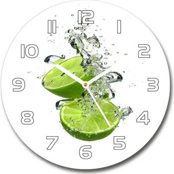 Hodiny Skleněné hodiny kulaté Limetka pod vodou