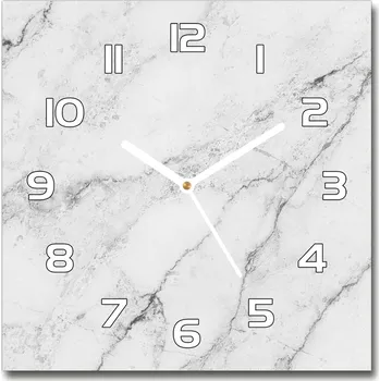 Hodiny Skleněné nástěnné hodiny čtverec Mramor