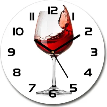 Hodiny Skleněné hodiny kulaté Červené víno