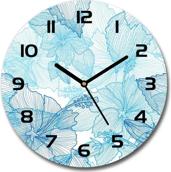 Hodiny Skleněné hodiny kulaté Havajské květiny