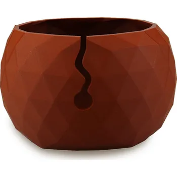 Organizér galanterie Pro Háčkování Miska na klubíčko LOW POLY, L hnědá