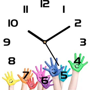 Hodiny Skleněné hodiny čtverec Pomalované dlaně