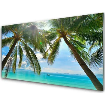 Obraz Obraz na skle Palma Strom Moře Krajina 125x50 cm 2 Přívěsky