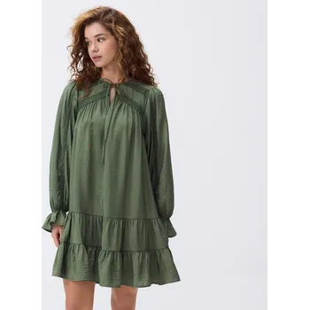 Dámské šaty Reserved - Mini šaty s volány - hnědozelená - 509FB-78X - 509FB-78X-XXL