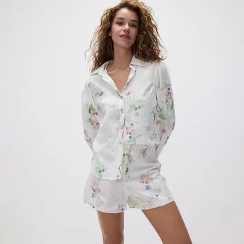 Reserved - Vzorované šortky s lnem - vícebarevná - YT264-MLC - YT264-MLC-40