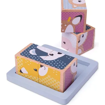 ostatní stavebnice Bigjigs Toys Bigjigs Baby Dřevěné kostky Woodland