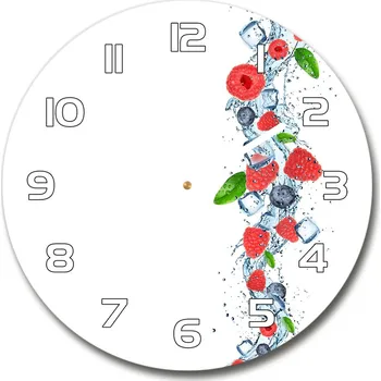 Hodiny Skleněné hodiny kulaté Lesní ovoce s ledem
