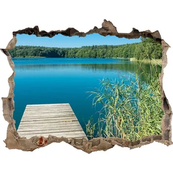 Fototapeta Díra 3D ve zdi na stěnu Molo nad jezerem