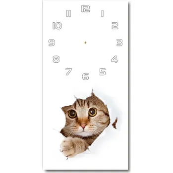 Hodiny Moderní skleněné hodiny na stěnu Kočka