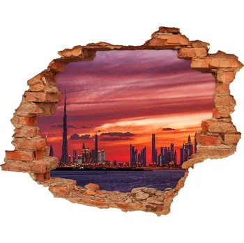 Fototapeta Fototapeta díra na zeď 3D Západ slunce Dubaj
