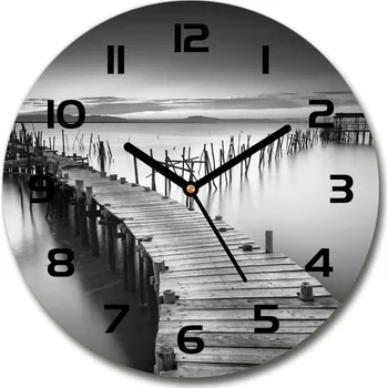 Hodiny Skleněné hodiny na stěnu Dřevěné molo