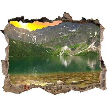 Fototapeta Díra 3D ve zdi nálepka Morské oko Tatry