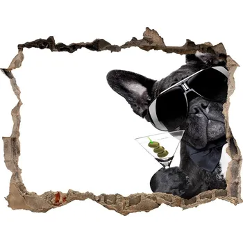 Fototapeta Díra 3D fototapeta nálepka Pes s martini