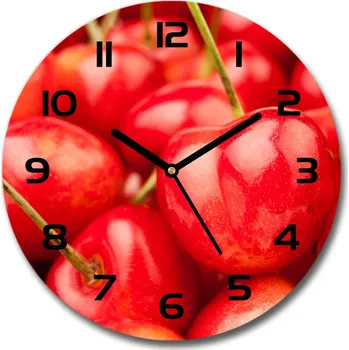 Hodiny Skleněné nástěnné hodiny kulaté Višně