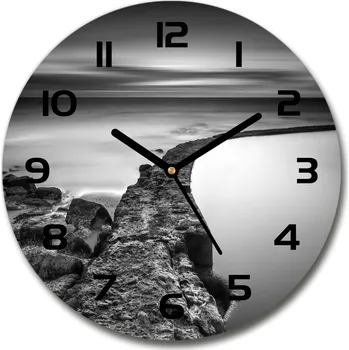 Hodiny Skleněné hodiny kulaté Kamenná pláž