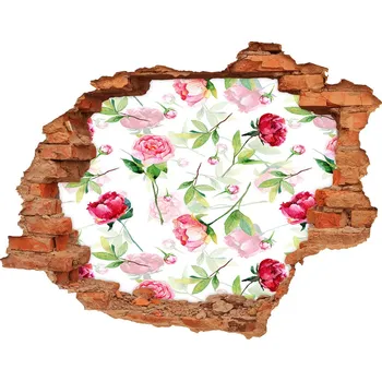 Fototapeta 3D díra na zeď Růžové pivoňky