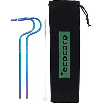 ECOCARE Ekologická kovová brčka Duhová 2 ks