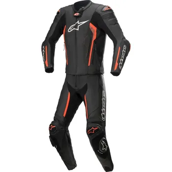 Moto kombinéza Dvoudílná kombinéza MISSILE V2, TECH-AIR kompatibilní (černá/červená fluo, vel. 48)