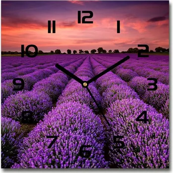 Hodiny Skleněné hodiny čtverec Pole levandule