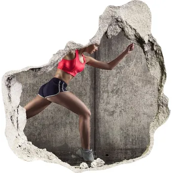 Fototapeta Foto fotografie díra na zeď Bežící žena