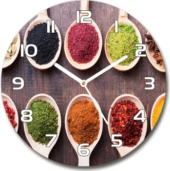 Hodiny Skleněné hodiny kulaté Barevné koření