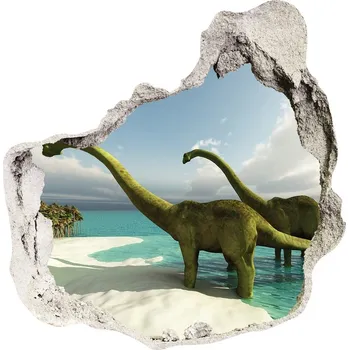 Fototapeta Díra 3D fototapeta nálepka Dinozaury na pláži