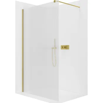 CERANO - Sprchová zástěna Walk-in Onyx Round L/P - 8 mm - kulatá vzpěra - zlatá kartáčovaná, rýhované sklo - 150x200 cm