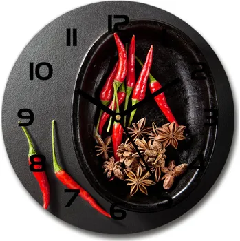 Hodiny Skleněné hodiny kulaté Chilli papričky