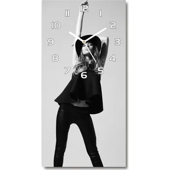Hodiny Nástěnné hodiny tiché Žena v černém