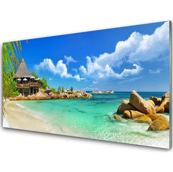 Obraz Obraz na skle Pláž Moře Krajina 125x50 cm 2 Přívěsky