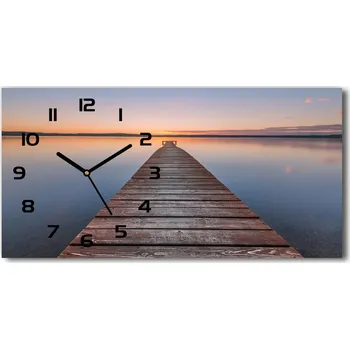 Hodiny Skleněné hodiny na stěnu tiché Dřevěné molo
