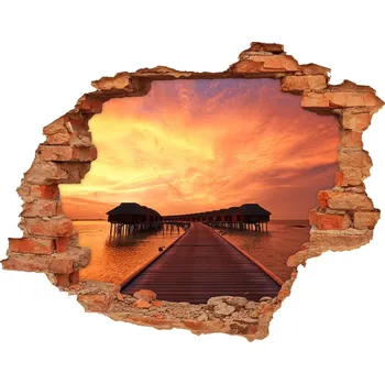 Fototapeta Nálepka fototapeta 3D Bungalovy Maledivy