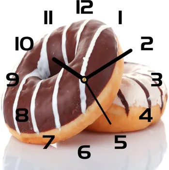 Hodiny Skleněné hodiny čtverec Zákusky s čokoládou